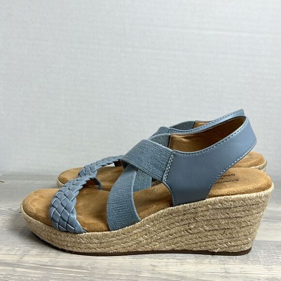 Sonoma Ortholite platform  wedge Espadrille sandals blue EUC size 8.5 - Picture 4 of 8